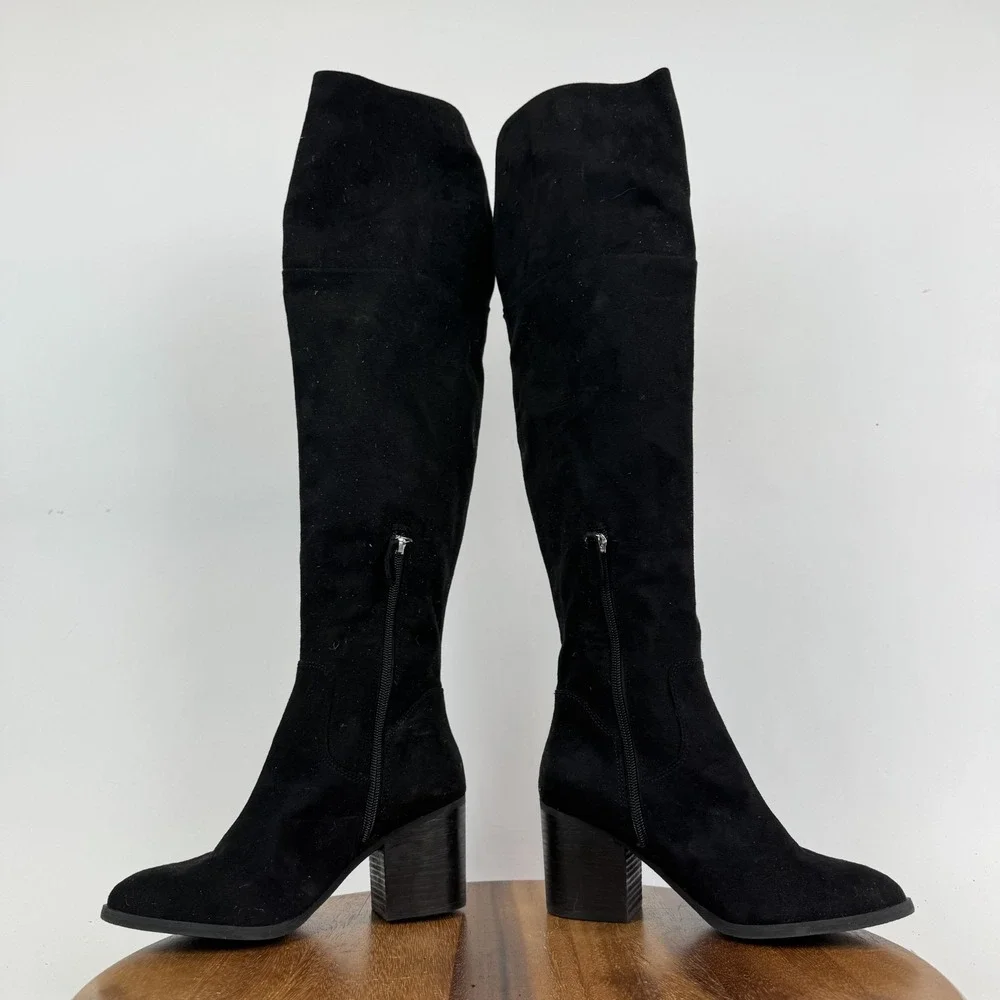 New Womens BP Luke Black Fabric Over The Knee‎ Riding Heeled Boots Size 6 M NWOB